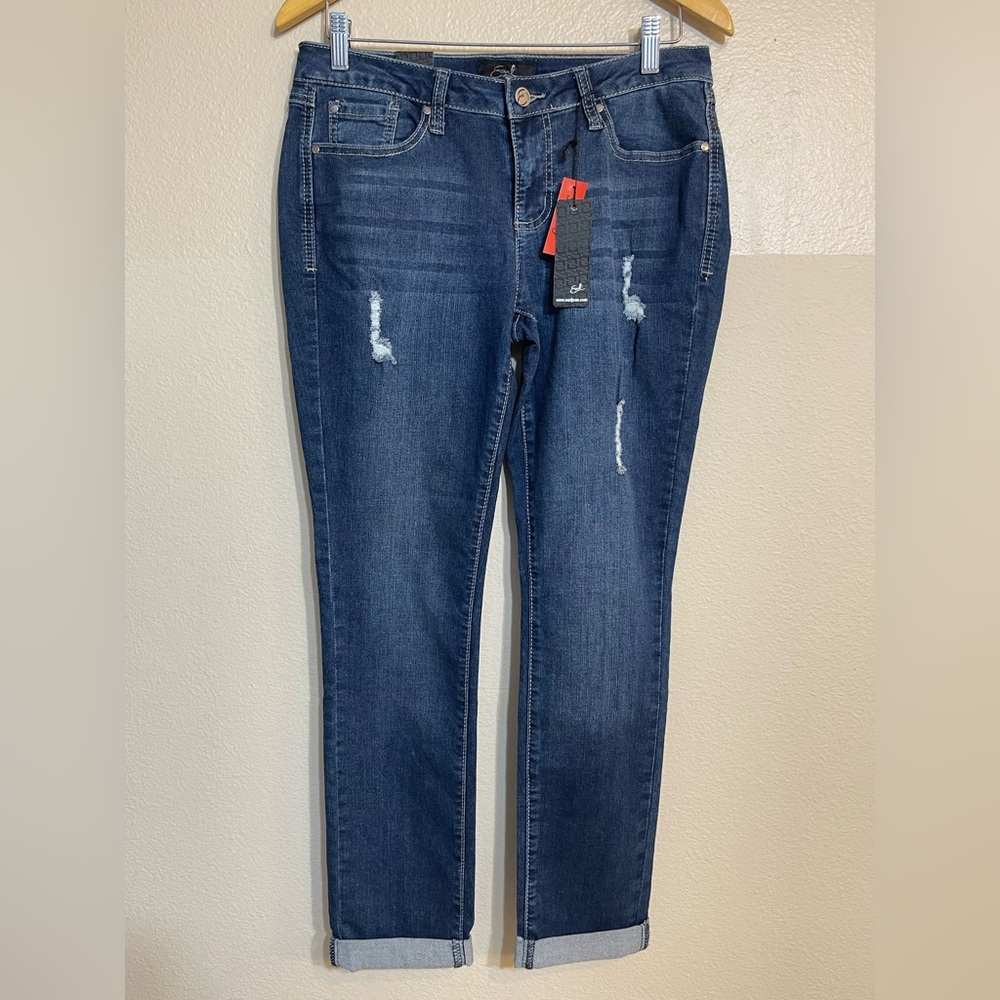 Earl Jeans Dark Blue Distressed Women's Jeans 8P NWT